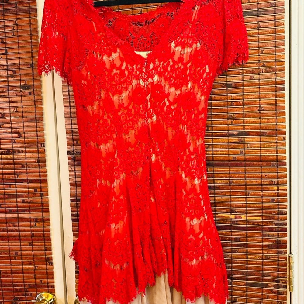 Aqua Scarlet Lace Mini Dress